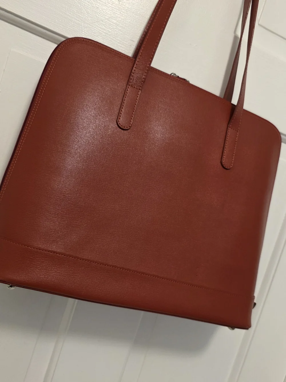 Jack Georges Red Safiano Leather Laptop Tote, Business, Travel, School